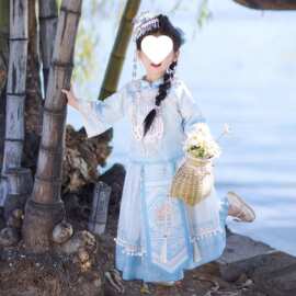2026新款春夏款儿童汉服女童国风蓝色新中式超仙气套装民族风套装