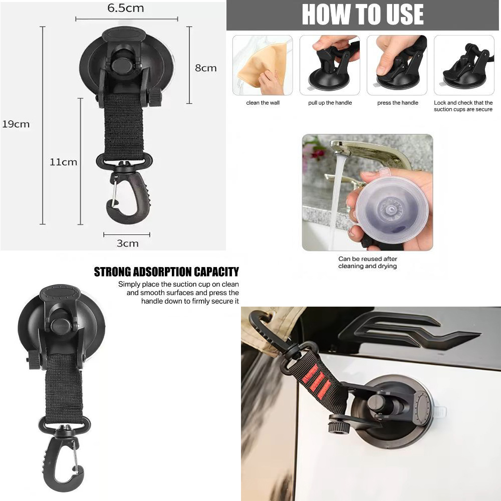 Sunshade Sail with Suction Cup Support Rod, SUV Side Tent Canopy, Four-Corner Sail, Rainproof and UV-Proof Canopy
