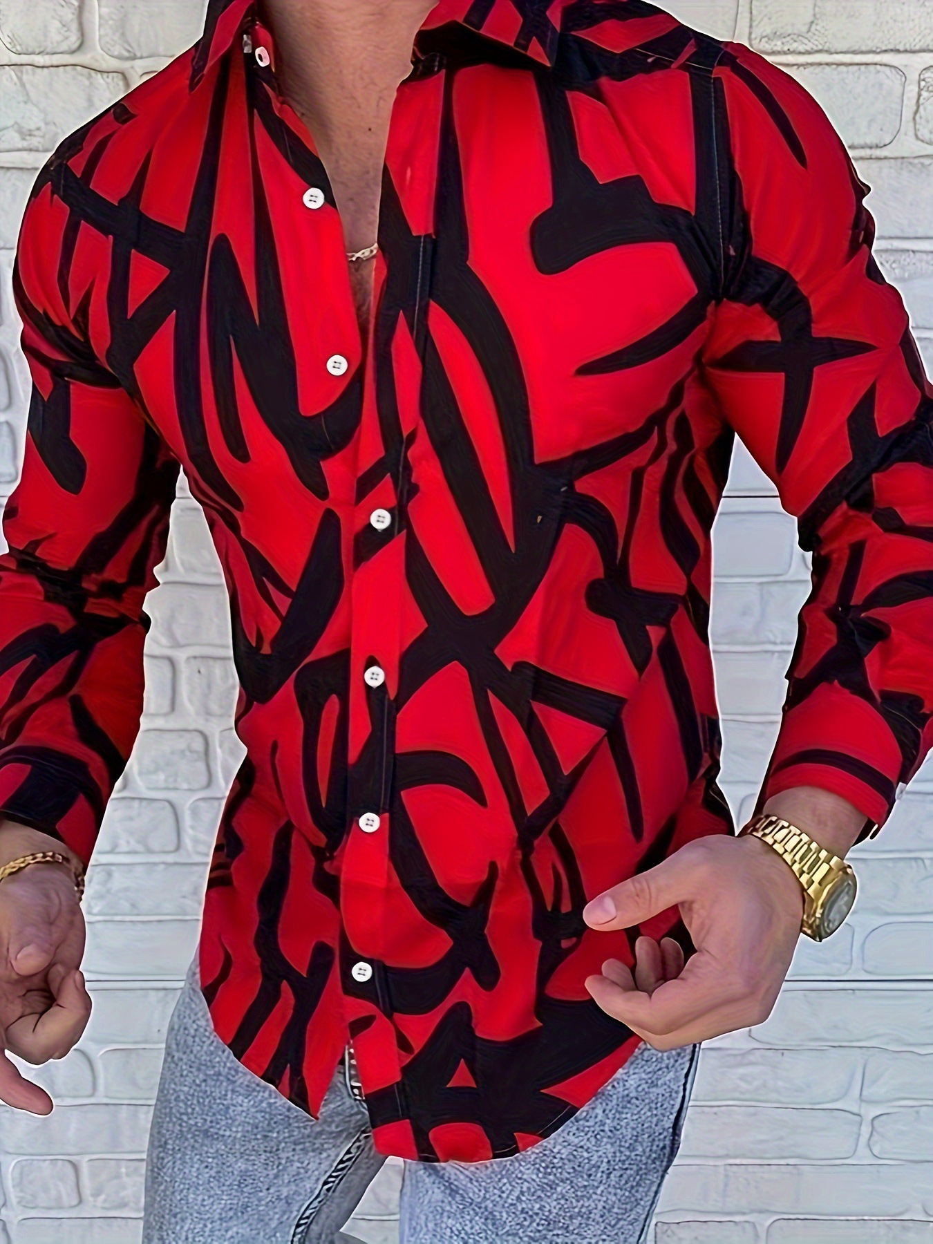 Q 91511 3D Printed Slim Long-sleeve 3D 印花修身长袖跨境