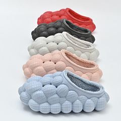 踩屎感防水棉拖鞋女冬季個性時尚厚底外穿保暖防滑家居情侶棉鞋男