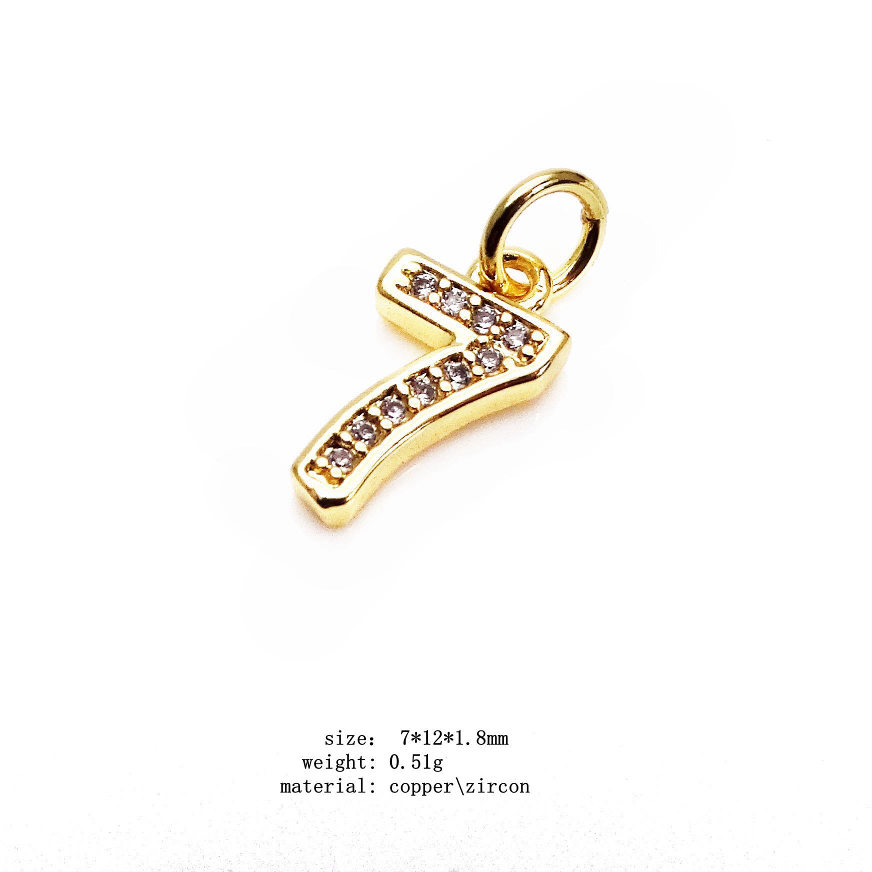 2g Weight Pendant Jewelry Making Type Zircon Inlay Material 1 Piece Quantity Copper Material Number Pattern Inlay Design Simple Style Style 1 Piece Copper Zircon Number Pendant 11