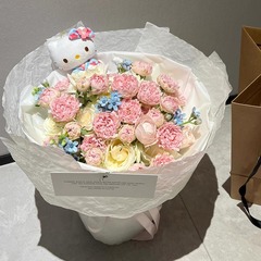 永生花玫瑰绣球花束情人节仿真花束高级感仿真香皂花送女朋友花束