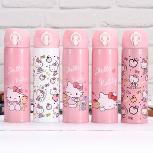 Foreign trade cartoon KT student water cup creative 304 stainless steel fashion Vacuum Thermos cup bounce Cup wholesale logo