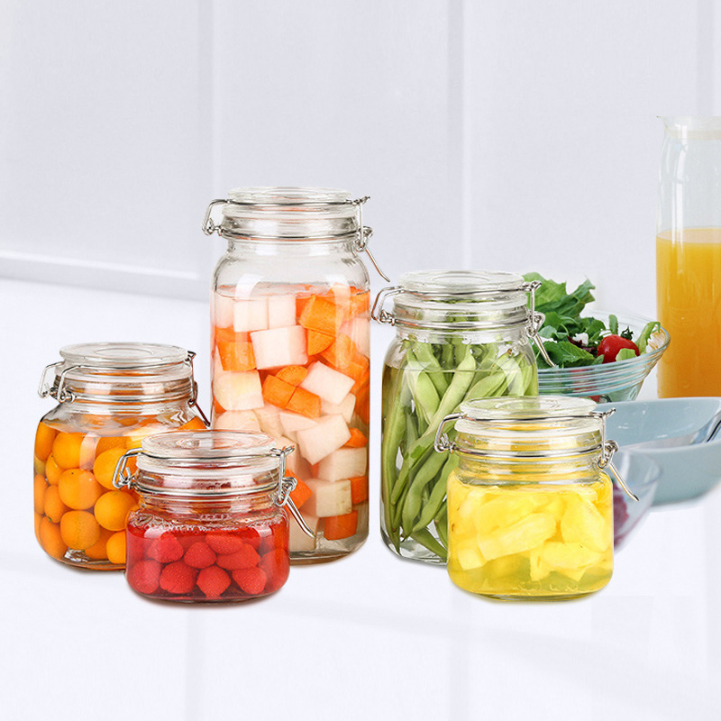 批发玻璃密封罐不锈钢卡扣茶叶罐食品储物罐五谷杂粮收纳盒泡酒瓶