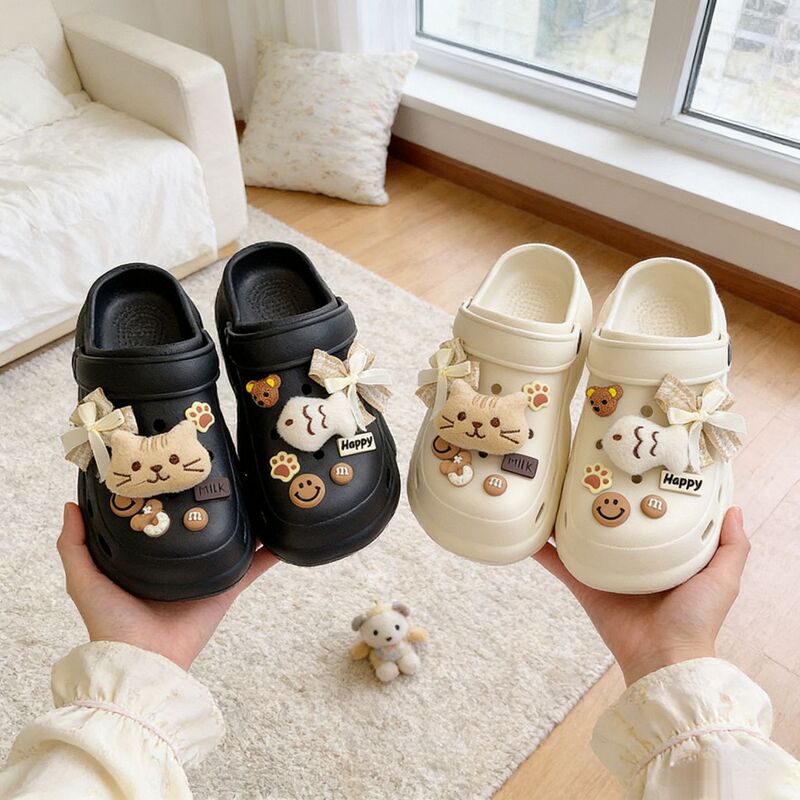 New Style Women's Slippers with Cloud Design, Smiley Cat and Fish Pattern, Thick-Soled 6cm Summer Outdoor Sandals, Available for Wholesale