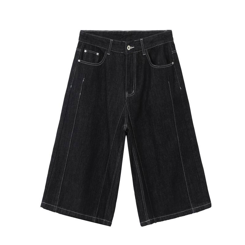 Quần jean short nam 7/10 dáng rộng suông phong cách denim cổ điển — Màu xanh da trời