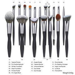 【Biyouyi New Product】Factory 16-Piece Sexy Small Waist Black Makeup Brush Eyeliner Brush Set