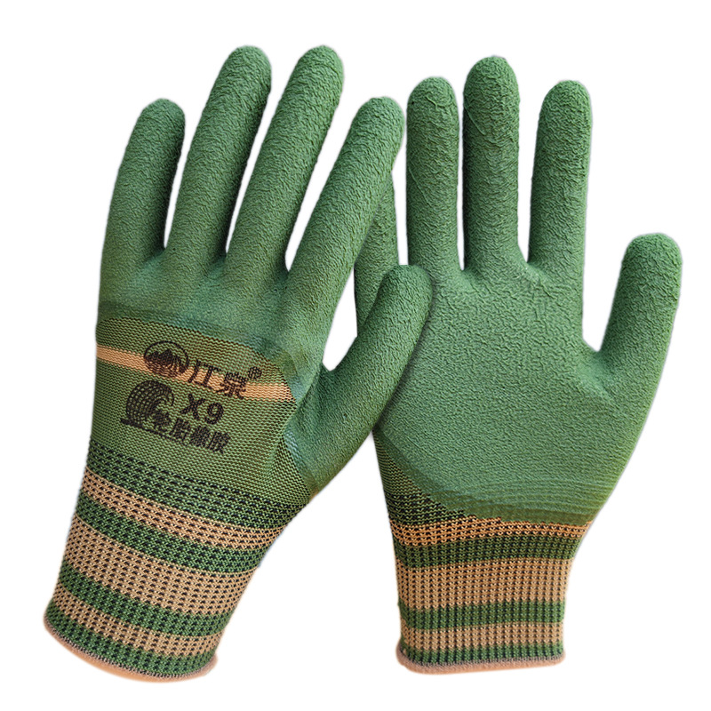 Guantes de goma de neumáticos espuma resistente al desgaste grueso antideslizante guantes de goma semipolgante para hombres y mujeres arugas de trabajo seco guantes de protección laboral