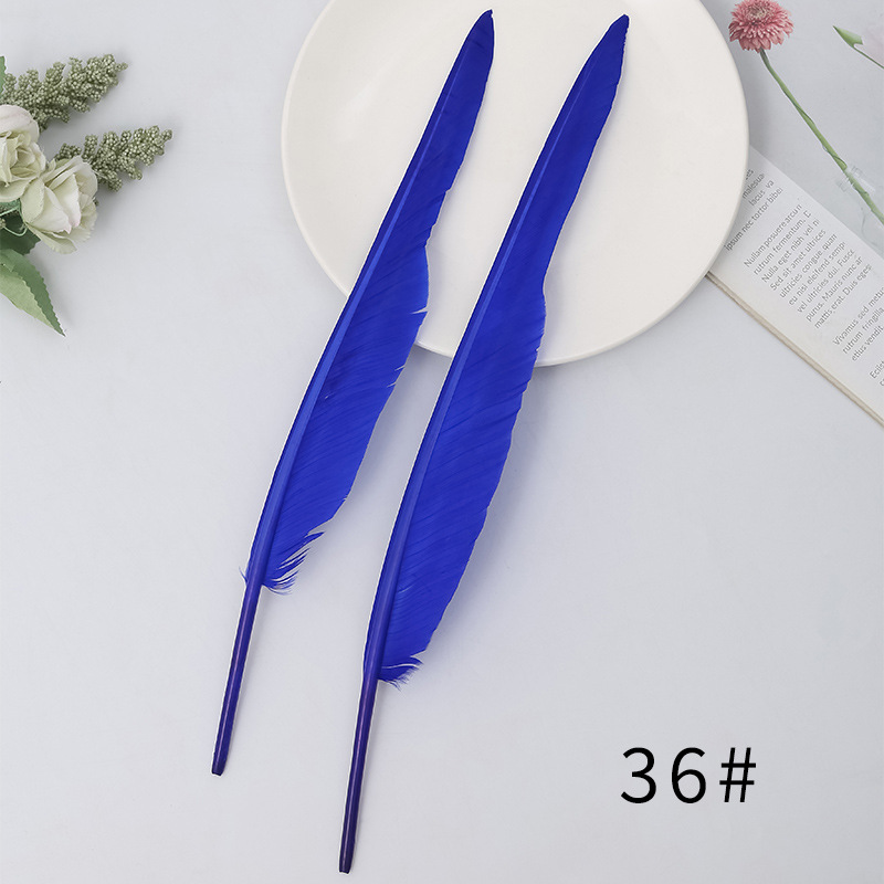 厂家现货供应驼背羽毛印第安头带羽毛笔配件 彩色鹅毛28-30cm多色