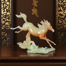 中式仿玉立马发财马摆件乔迁开业礼物客厅办公室保险公司礼品批发