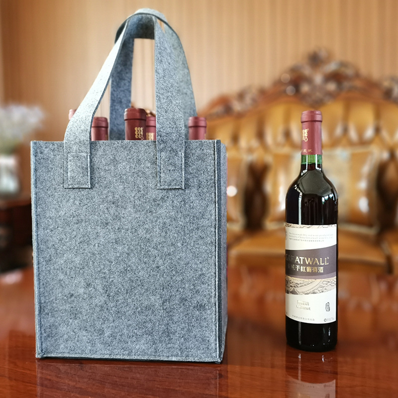 フェルト酒袋ワイン包装袋多瓶ワイン手提げ袋広告酒類手提げ袋はロゴを印刷できる|undefined