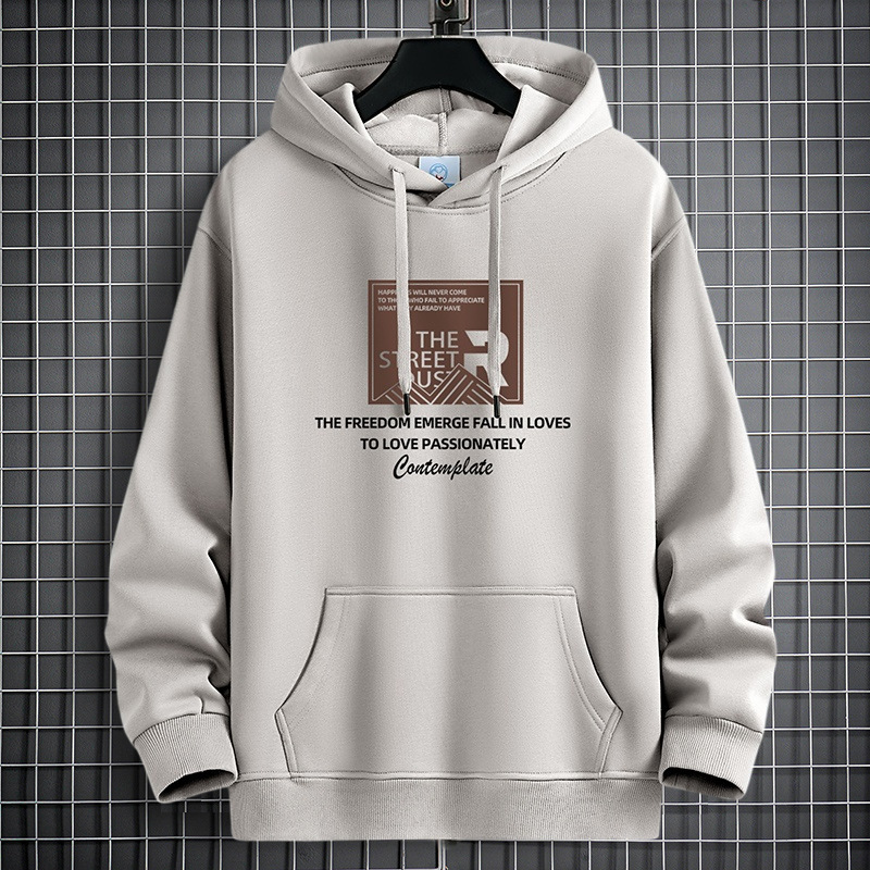320g heavyweight, fleece-lined, and thickened hooded sweatshirt for men, suitable for spring and autumn, in a stylish American couple's design 320g heavyweight, fleece-lined, and thickened hooded sweatshirt for men, suitable for spring and autumn, in a stylish American couple's design