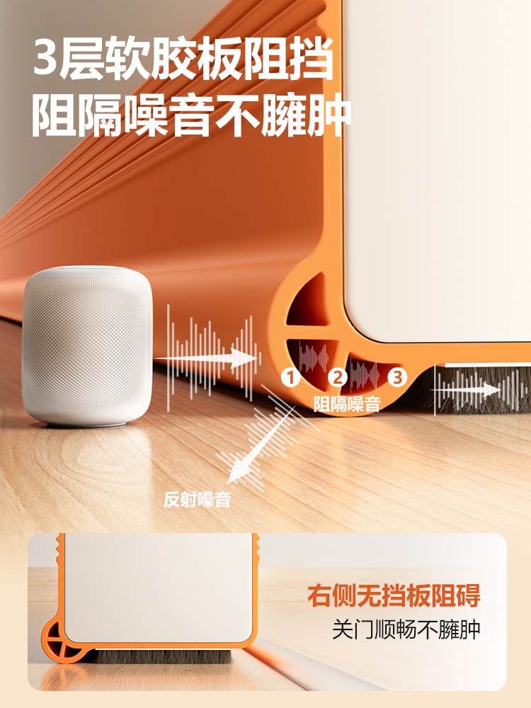 ✅隔音条门缝密封条房门隔音门贴卧室门房门门底缝密封胶条防风神