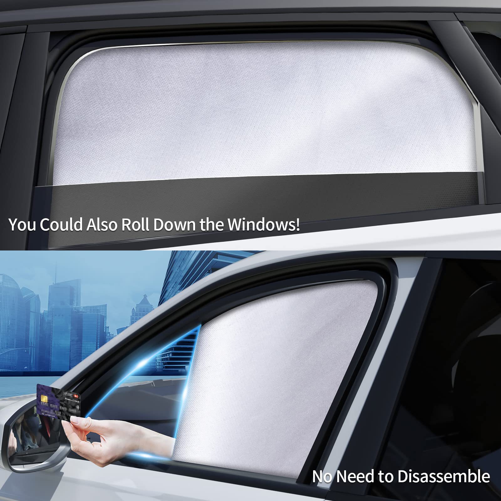 Cross-Border Single-Layer Sun Protection Retractable Magnetic Car Curtain Magnet Car Sunshade Water Drop Car Sunshade Side Shield