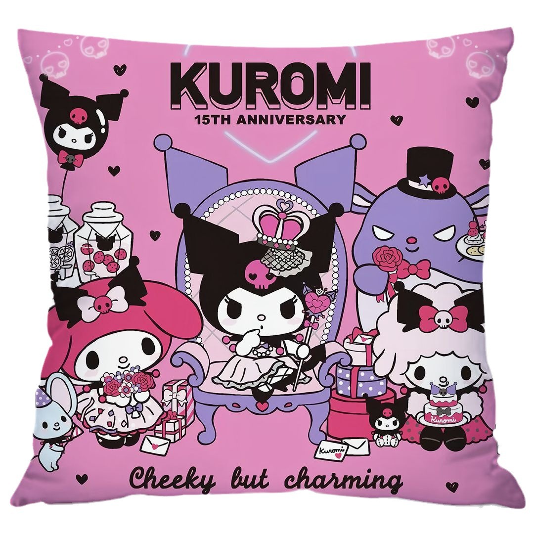 Almohada con estampado de dibujos animados de Sanrio, linda almohada de sofá para dormitorio, cojín de cabecera, cojín de asiento con soporte lumbar para coche