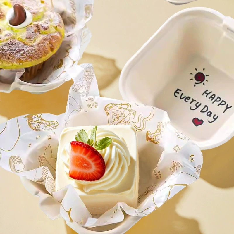 Одноразовая упаковочная коробка для еды на вынос, коробка для гамбургера из целлюлозы, экологически чистая разлагаемая поддержка печати, 4inch 6inch коробок для гамбургеров