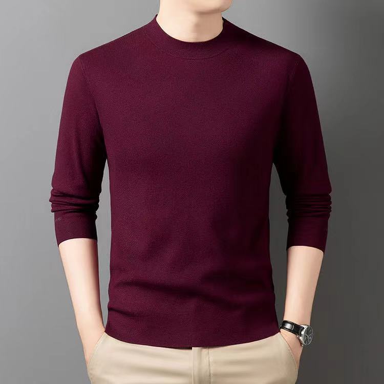 秋冬季男士感针织打底毛衣潮流时尚休闲提花长袖男装上衣一件代发