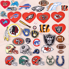 潮牌橄欖球運動球隊刺繡布貼標徽章跨境棒球隊裝飾衣服鞋帽包章仔