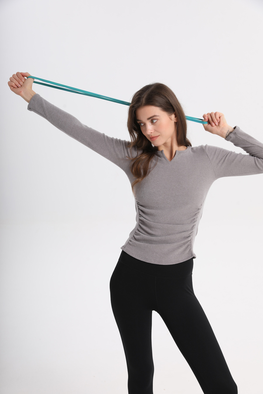 Långärmad yoga tröja för dam sportig och elastisk_voghion.com