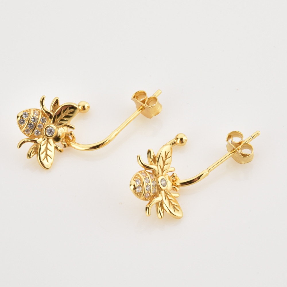 Electroplating Gold Plating Process 1 Pair 925 Sterling Silver Zircon Smile Face Planet Drop Earrings