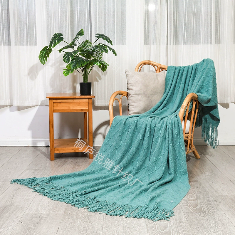 Knitted Throw Blanket, Universal Sofa & Bed, Tassel Edge, Multi-Size/Color Options