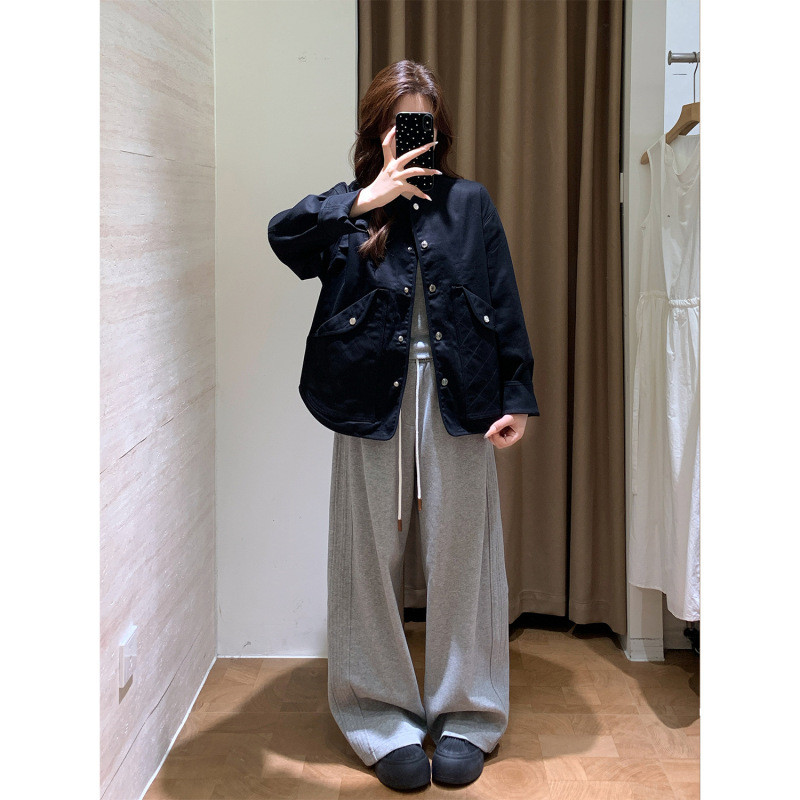 泽黛佳伊轻奢线！高支进口棉萎格马术风园领夹克廓形显瘦风衣外套|undefined