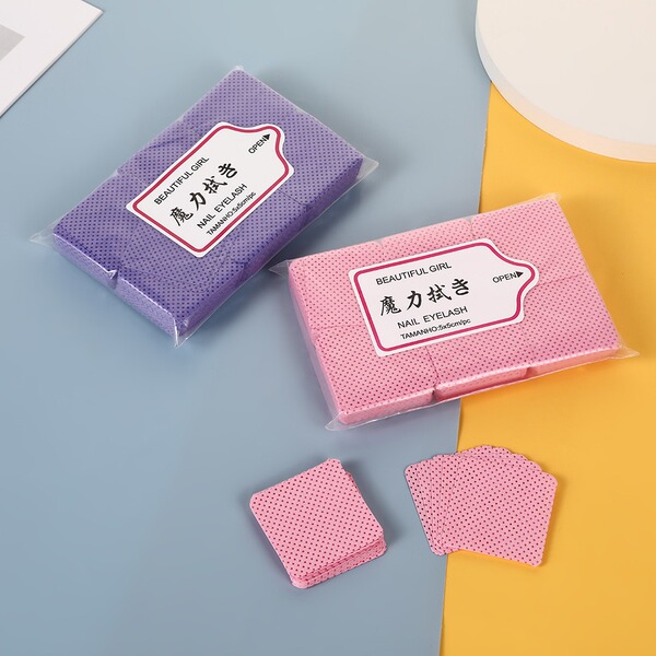 Colored manicure magic cotton wipes to clean nails and eyelashes…