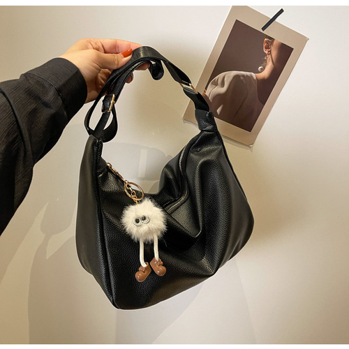 Women's 2024 Trendy Soft PU Wide Shoulder Strap Crossbody Bag with Ins Advanced Texture Single Shoulder Tote Bag