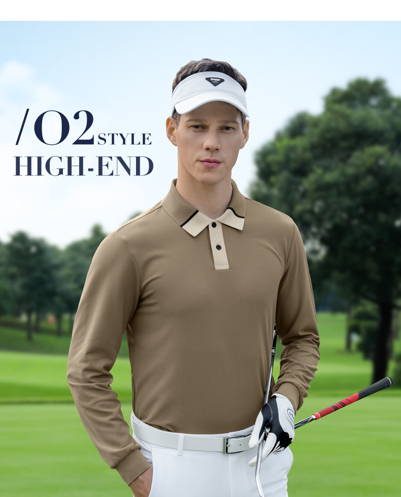 Áo polo nam dài tay golf PGM chất liệu waffle thoáng khí co giãn cao — Tay áo dài màu đen [kết cấu bánh quế/viền xẻ/độ đàn hồi cao ở mọi mặt] YF823 chi tiết 18