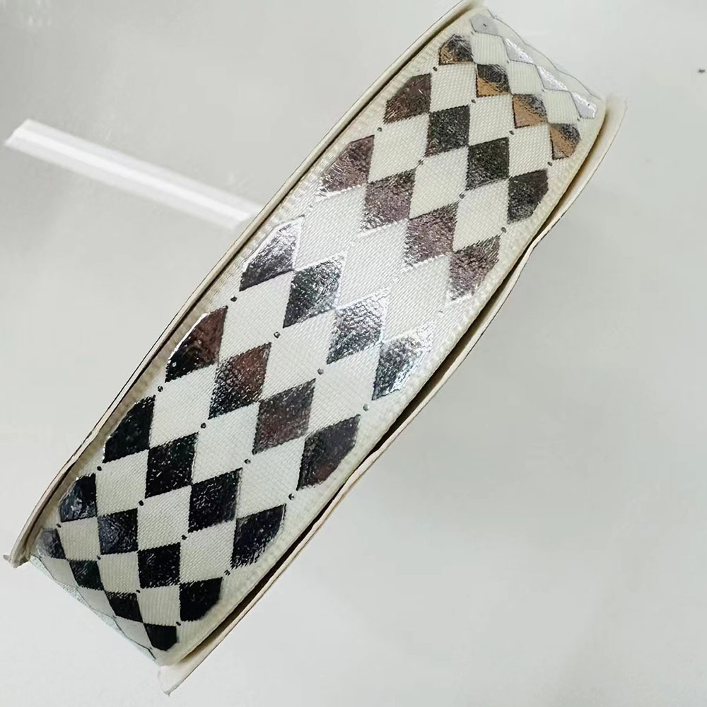 2.5CM cintas de plata en forma de barras de diamante hechas a mano cintas de color DIY Lolita accesorios caja de regalo embalaje al por mayor transfronterizo