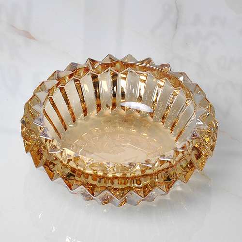 European crystal glass gear large round ashtray home living room coffee table light luxury ashtray Nordic ins style