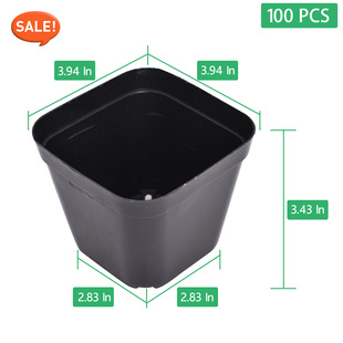 2025 New Cross-Border Dropshipping 100Pcs Black Square Plastic Nursery Pots (with Drainage System Cross-Border