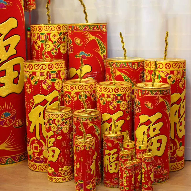 商场酒店大堂装饰橱窗摆饰春节鞭炮爆竹批发大型新年坐炮摆件