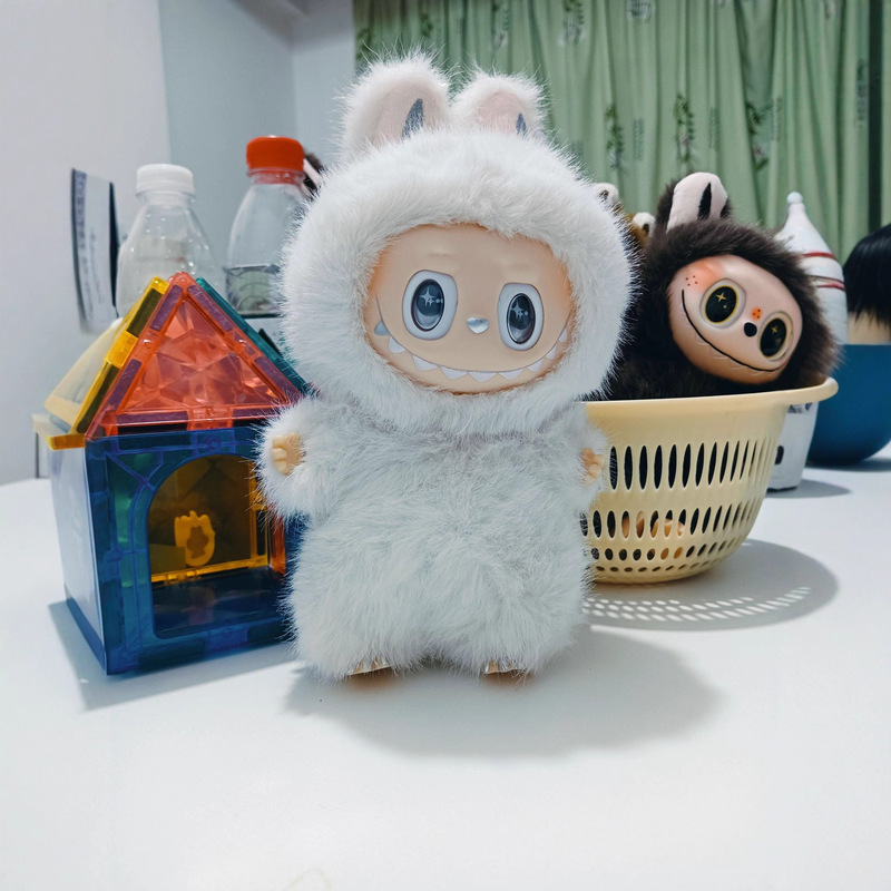 现货高品质拉布布一代小天使Labubu搪胶公仔毛绒玩偶娃娃钥匙挂件|undefined