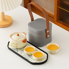 简约金丝竹韵双耳壶旅行茶具套装户外露营便携茶具商务伴手礼定制