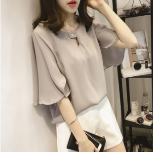 2024 summer new Korean plus size fat sister 200kg women's loose slim short sleeve jacket women's chiffon shirt
