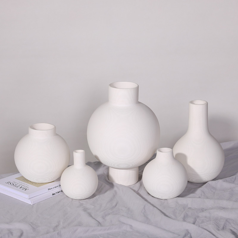 ins侘寂風白色陶瓷花瓶擺件 創意個性乾花插花家居酒店裝飾品擺設