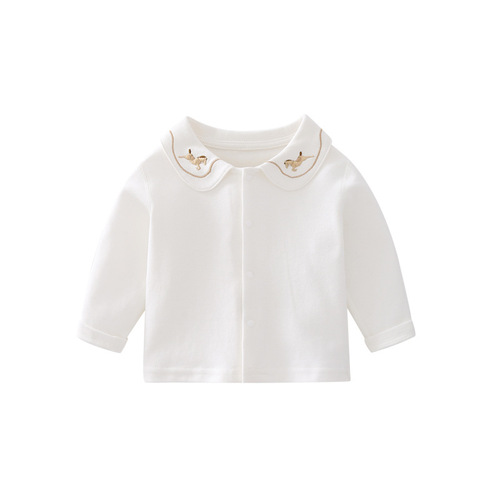 Nordic Trojan cross-border children's clothing baby shirt lapel T-shirt pure cotton long-sleeved bottoming shirt infant cotton top