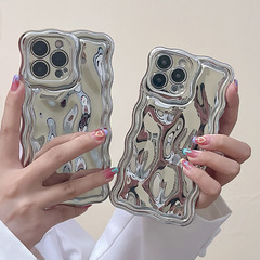 新款波浪電鍍隕石紋適用蘋果15promax手機殼精孔iPhone13軟殼11