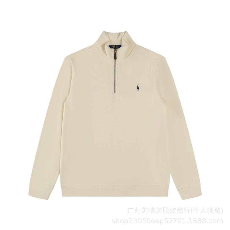 【高品质】可扫码~RL拉夫刺绣小马标半拉链高领长袖针织卫衣男女|undefined