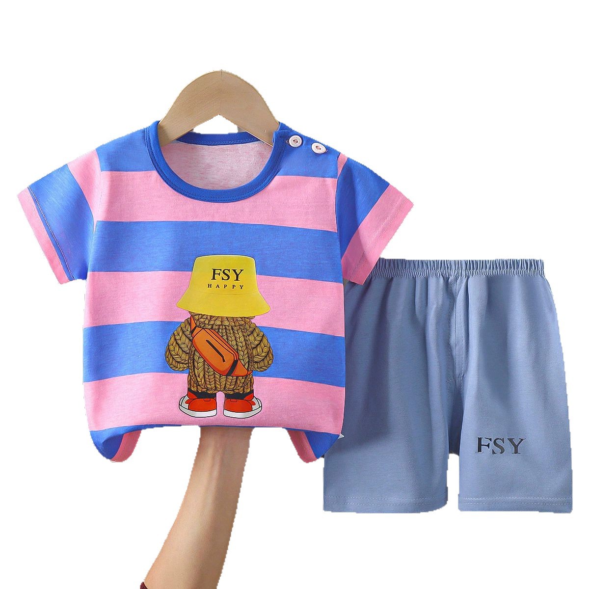 Summer cartoon children's set for boys, short sleeve T-shirt, trousers for leisure, pijama, with short sleeve 5