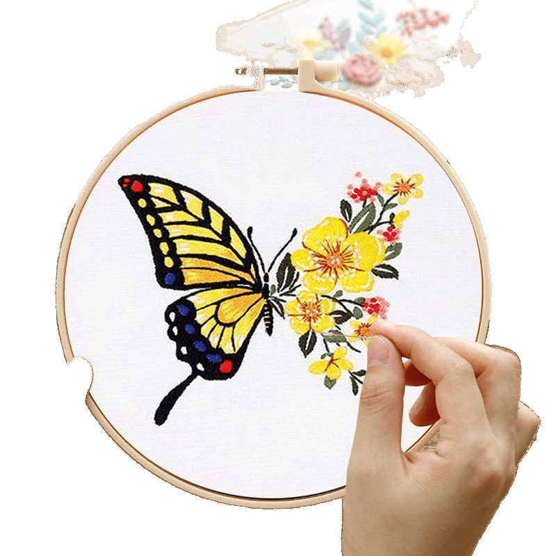 Borro de mariposa hecha a mano diy para principiantes paquetes de materiales auto bordados novatos estudiantes auto bordados regalos de cumpleaños tridimensionales