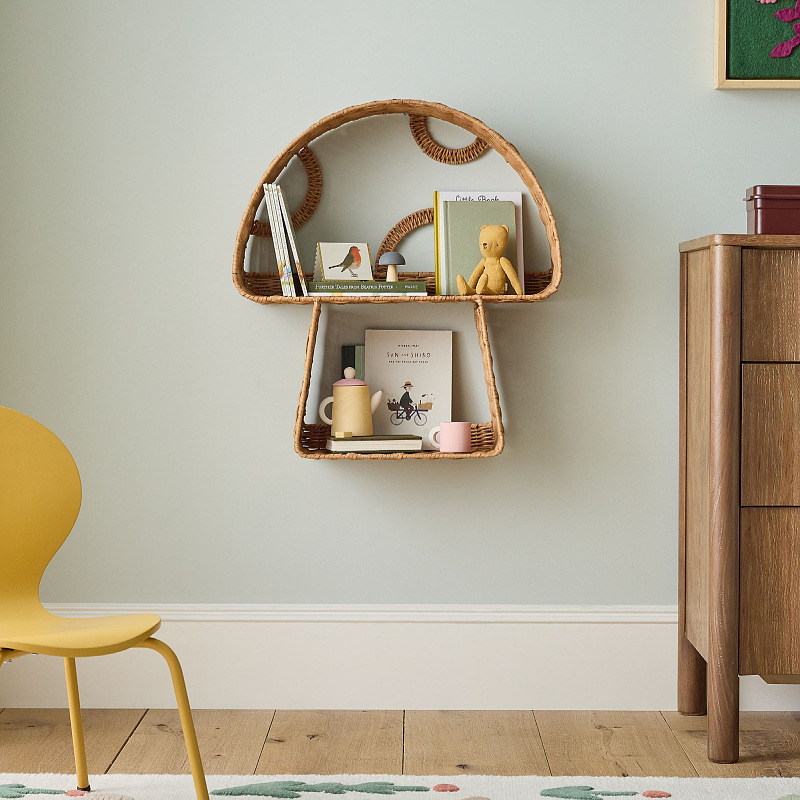 Plantas naturales de caña tejida de hongos de pared estantes de pared de estantes de pared decoración de habitaciones modelo de hotel residencial