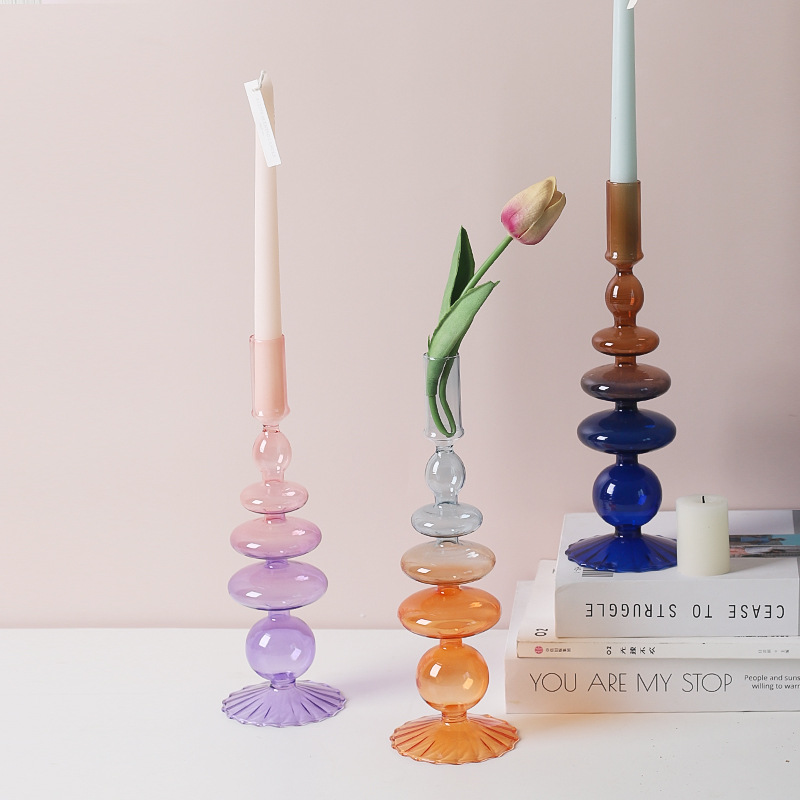 Simple Style Irregular Gradient Color Glass Vase display picture 2