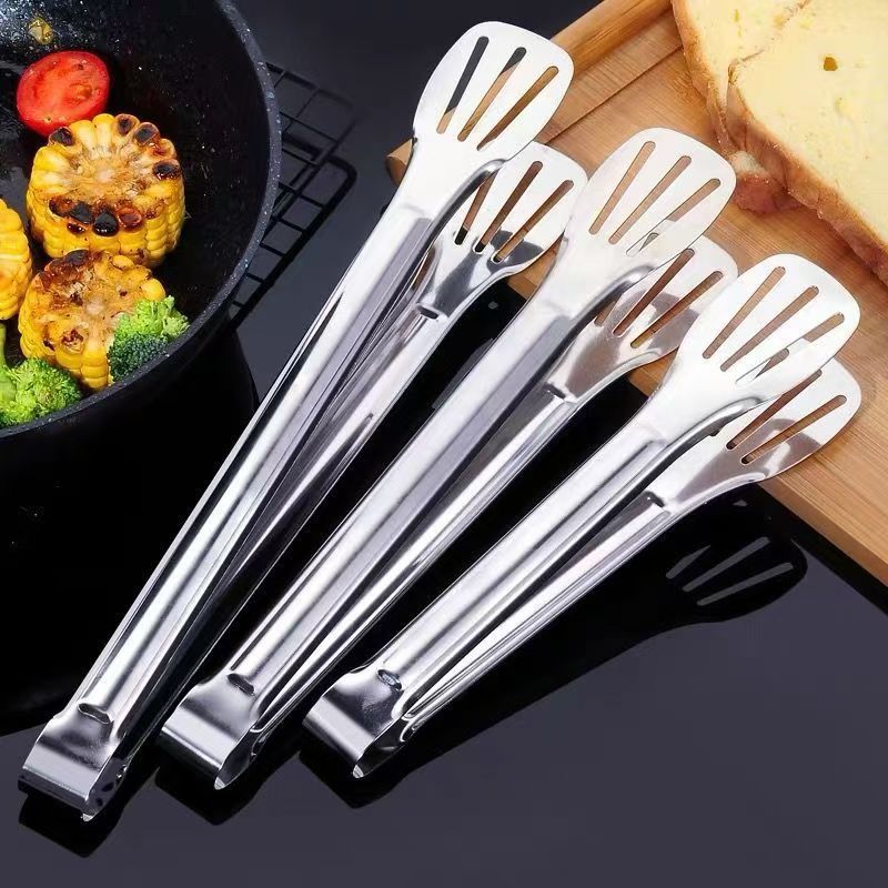 Stainless Steel Three-Line Food Clips Household Food Clips Bread Clips Restaurant Barbecue Steak Clips Korean Barbecue Clips