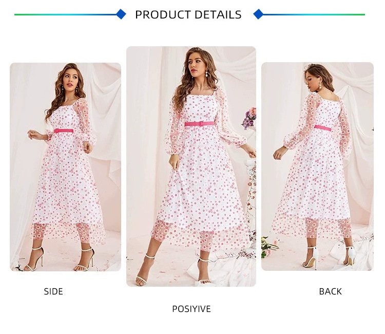Trägerkleid mit U-Ausschnitt und Netzfutter_voghion.com