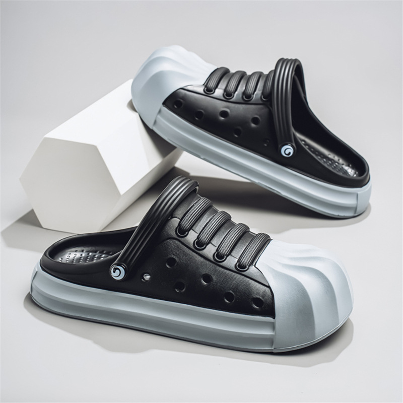 Zapatos con agujeros, ropa exterior antideslizante y transpirable de verano para hombres, zapatillas deportivas Baotou, sandalias de playa para jóvenes de doble uso para conducir