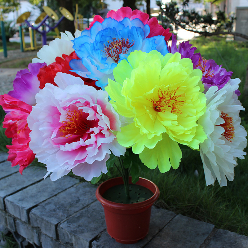 Simulated large peony bouquet 13 heads of silk flowers Qingming…