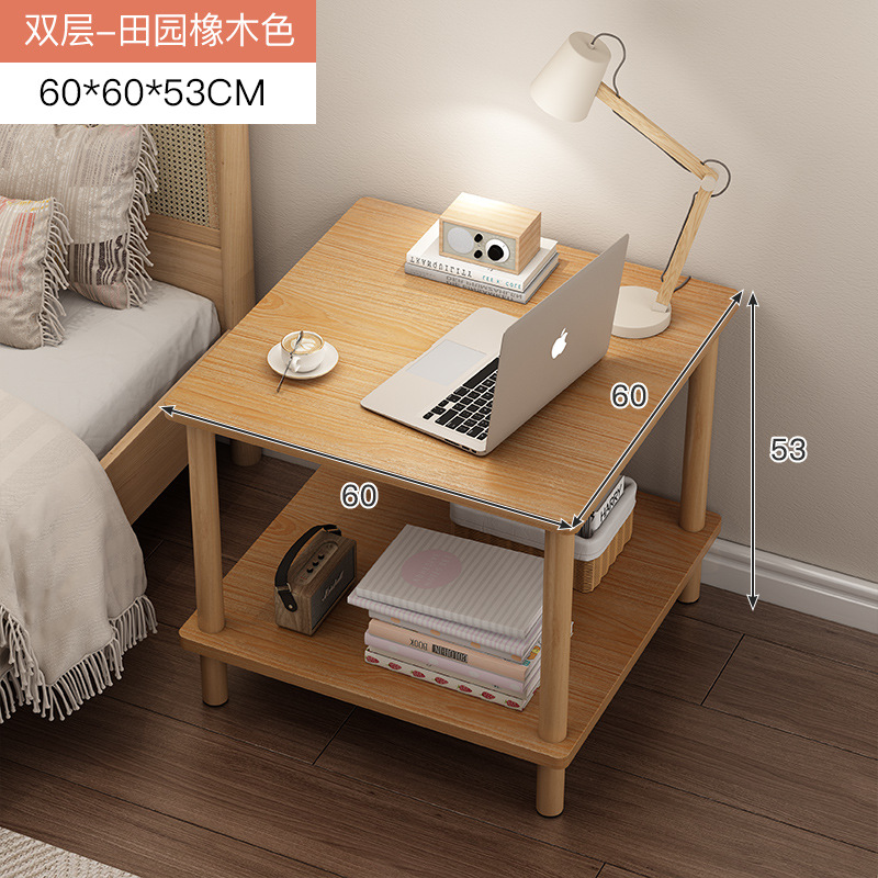 Mesita de noche simple mesita de noche moderna estante de almacenamiento de doble capa sala de estar sofá pequeña mesa de café dormitorio mesa pequeña