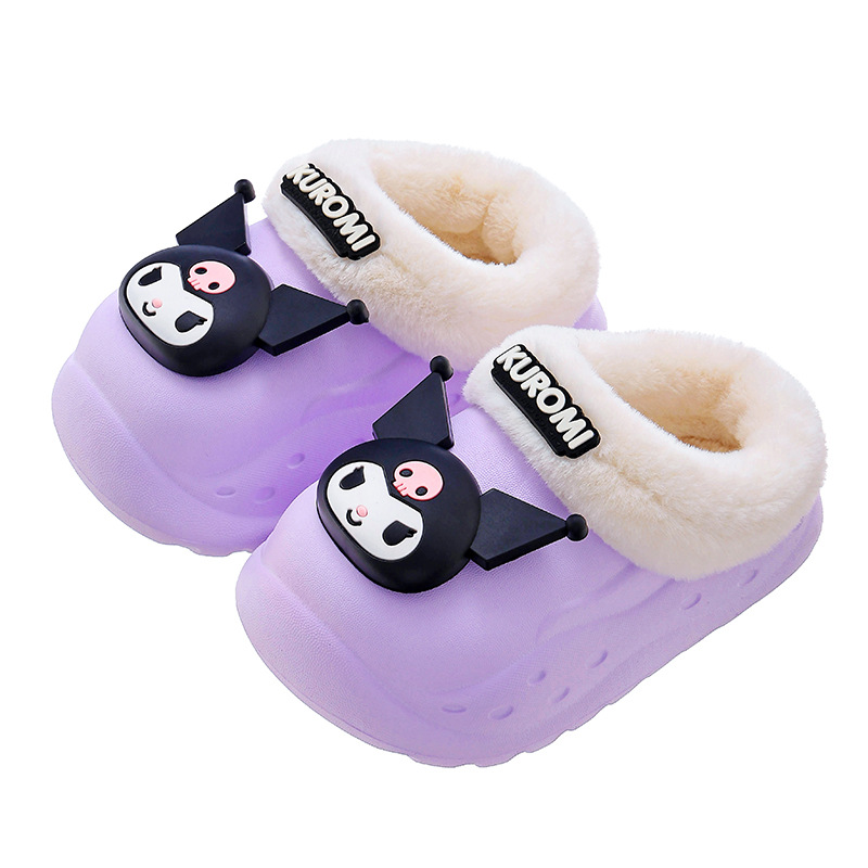 Sanliou zapatillas de algodón de invierno para niños, niñas y niñas, calentamiento y terciopelo, Kulomi, EVA impermeable para padres e hijos, tacones de algodón